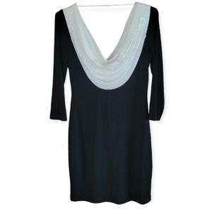 NWT Calvin Klein Black Sequin Cowl Neck Evening Dress